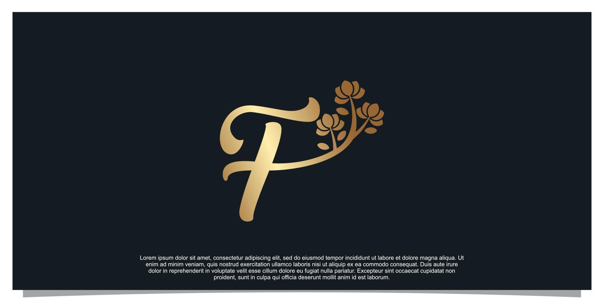 Logo design letter F with flower unique concept Premium Vector