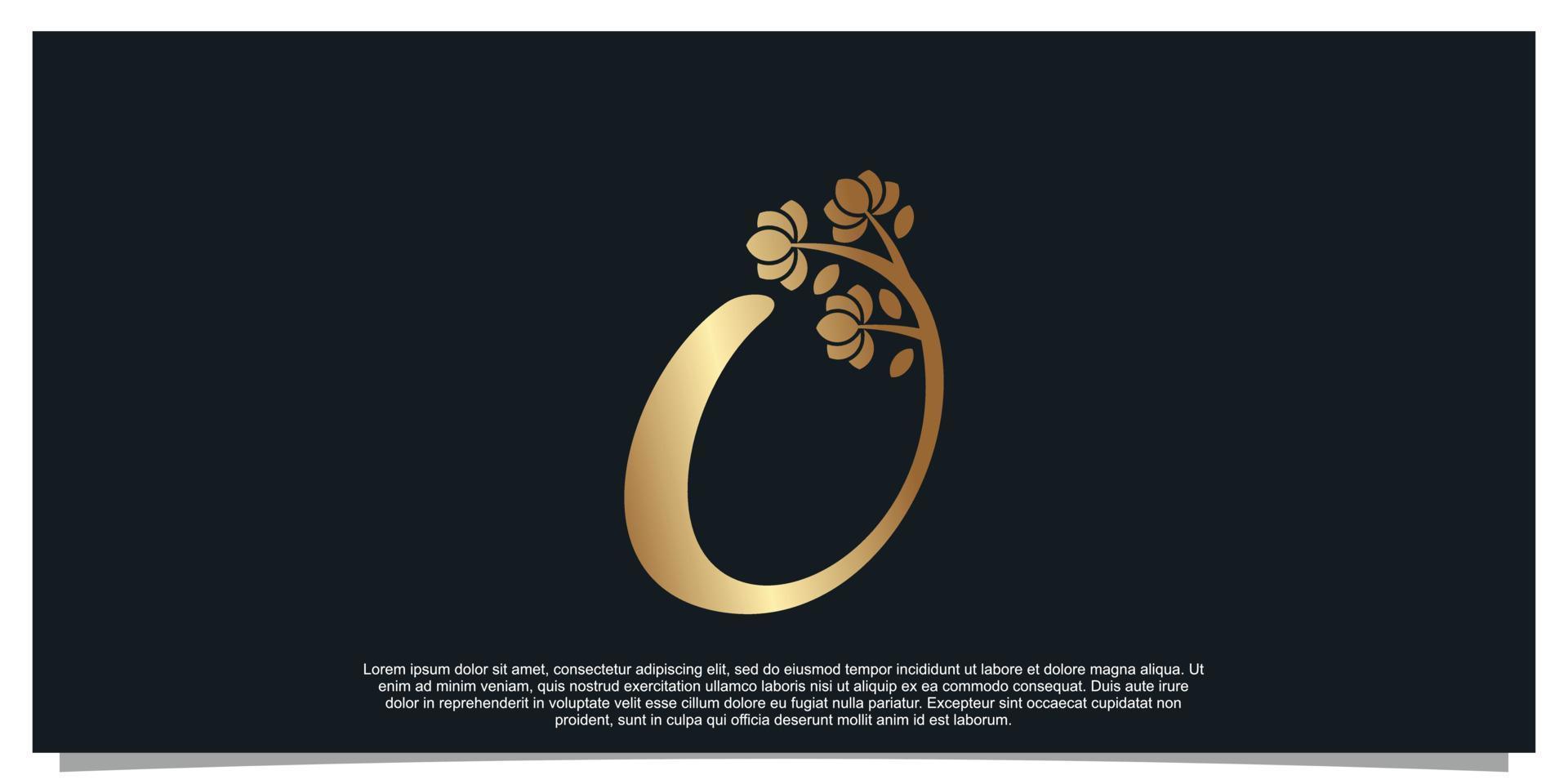 Logo design letter O with flower unique concept Premium Vector