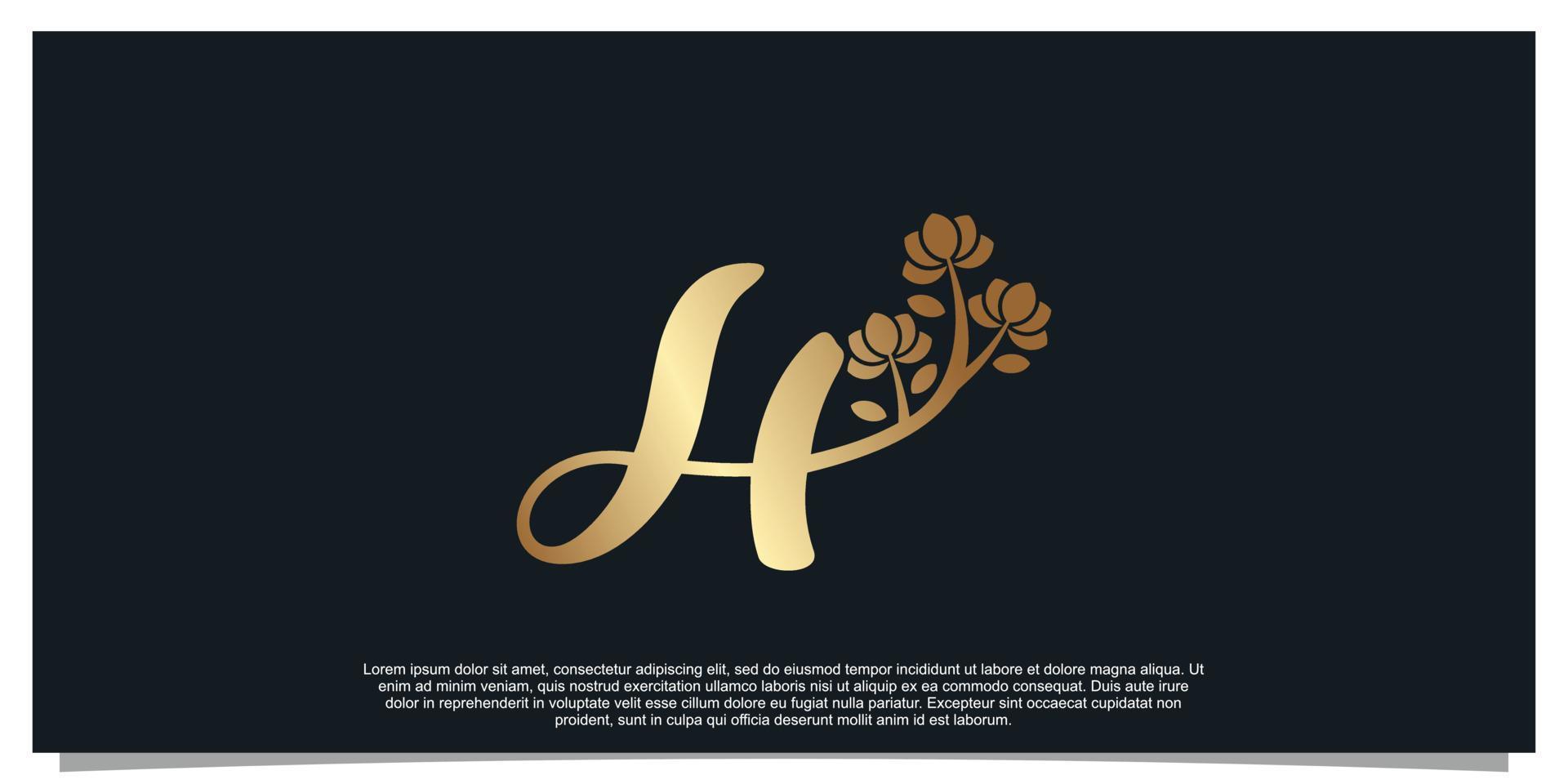 Logo design letter H with flower unique concept Premium Vector