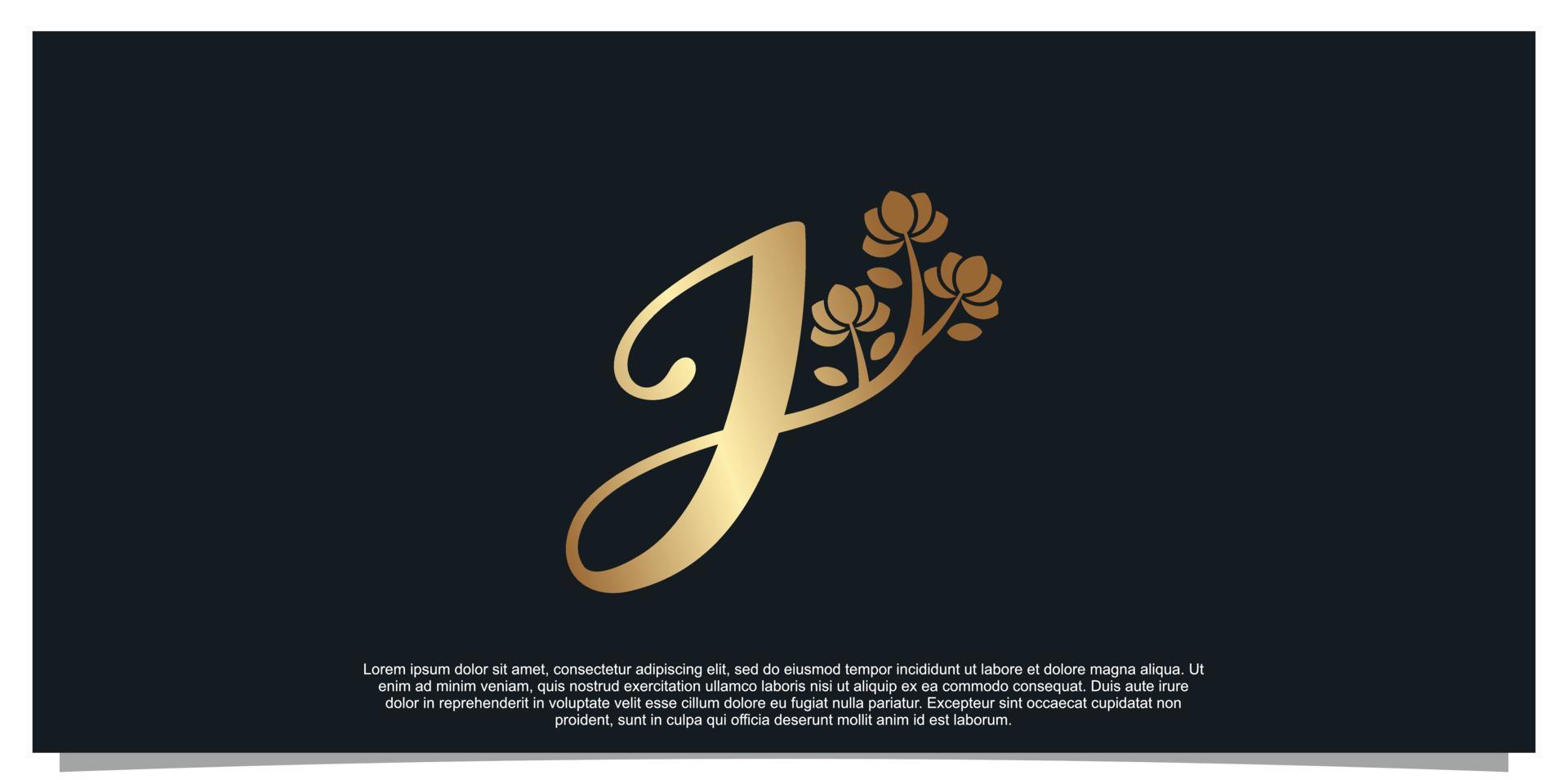 Logo design letter J with flower unique concept Premium Vector