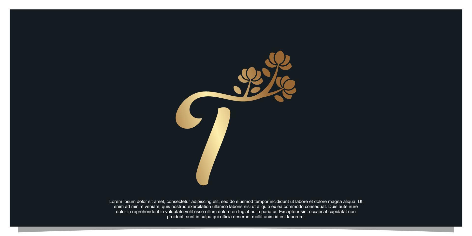 Logo design letter T with flower unique concept Premium Vector
