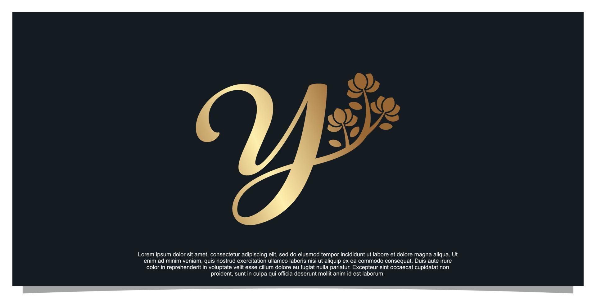 Logo design letter Y with flower unique concept Premium Vector