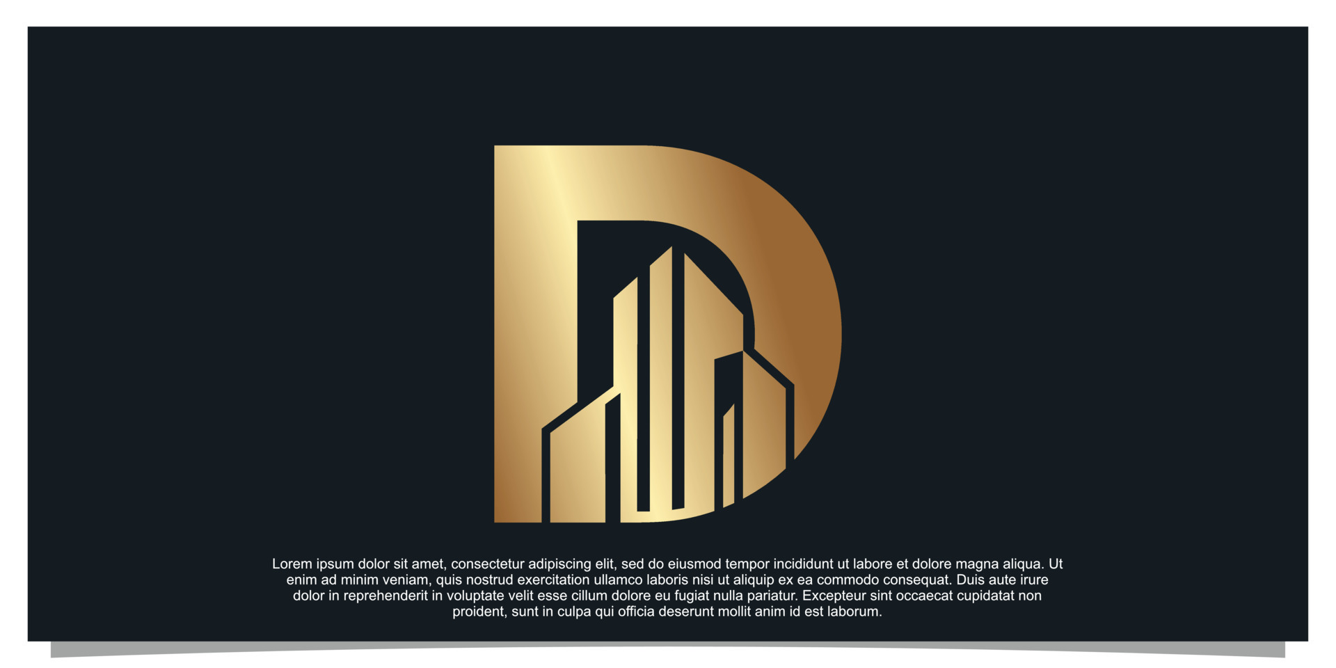 Monogram logo design initial letter D for business with building golden
