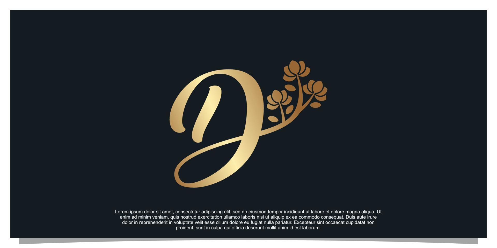 Logo design letter D with flower unique concept Premium Vector