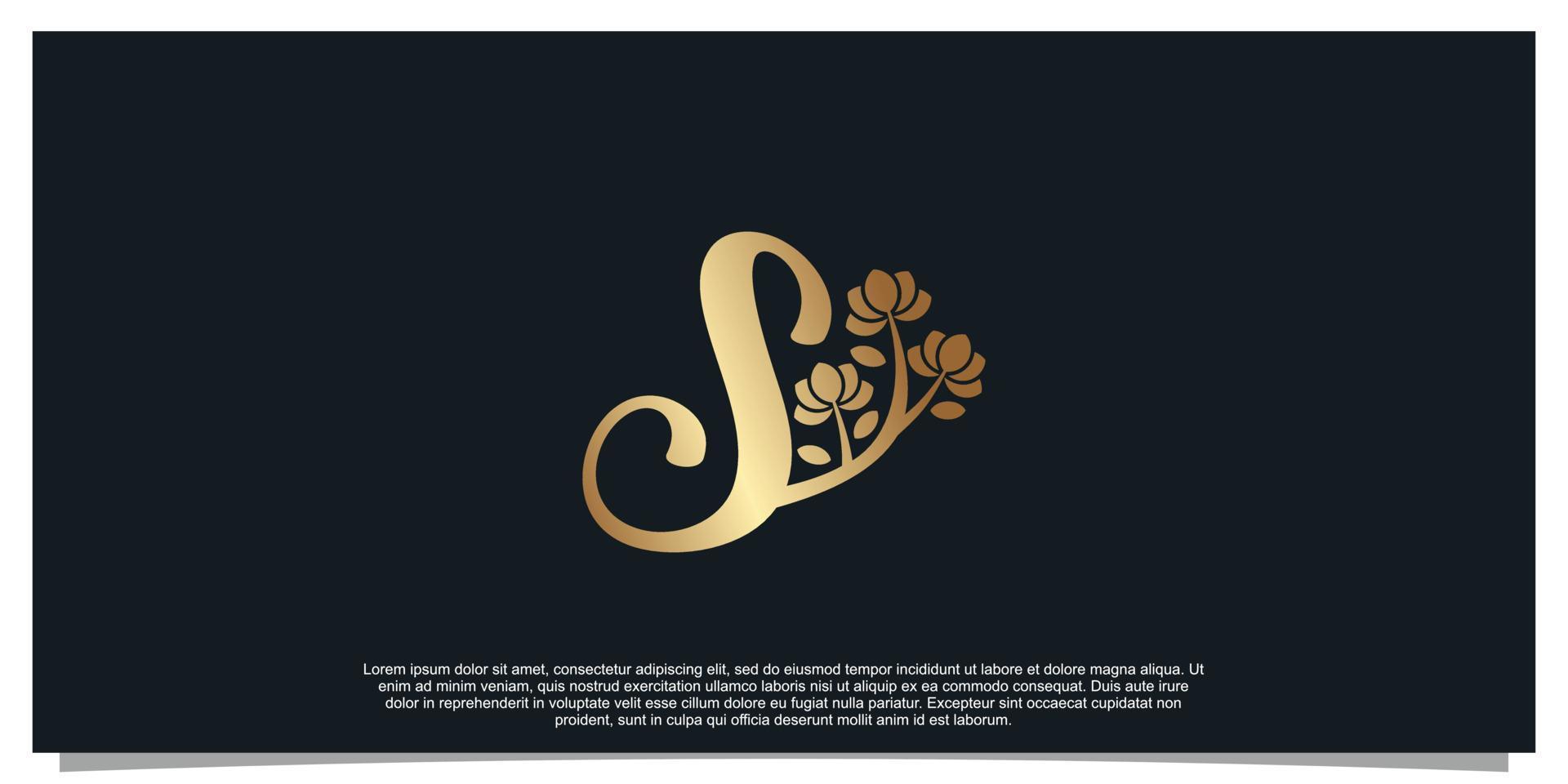 Logo design letter S with flower unique concept Premium Vector