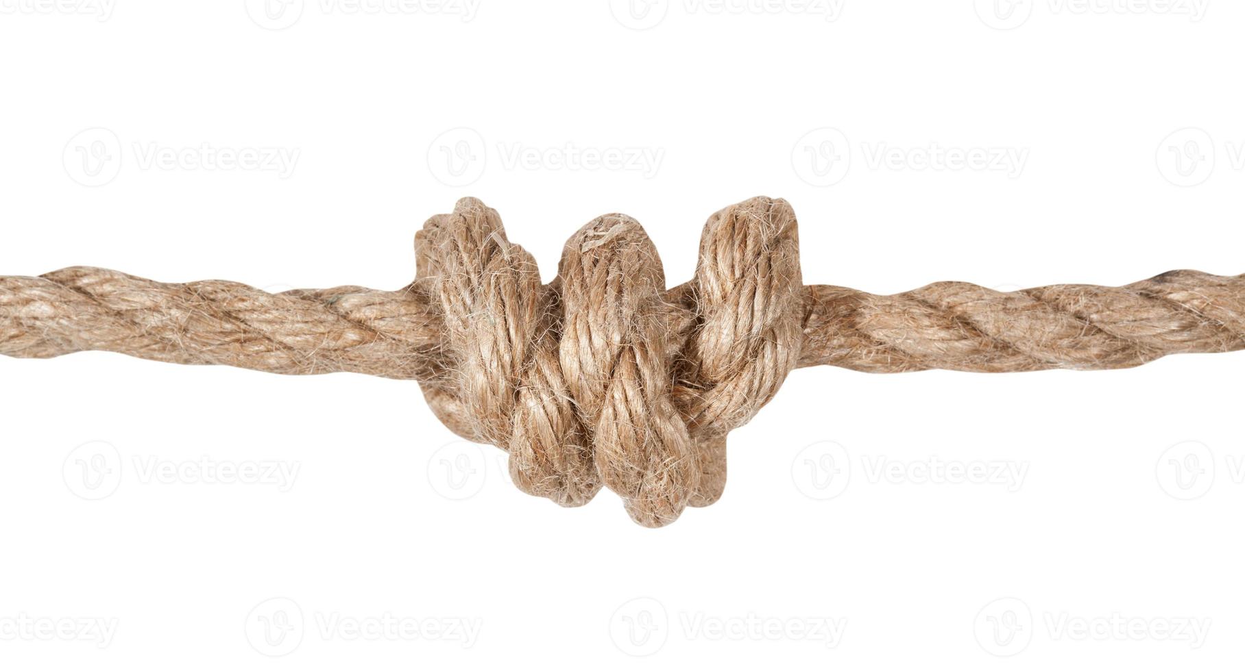 another side of double overhand knot tied on rope photo