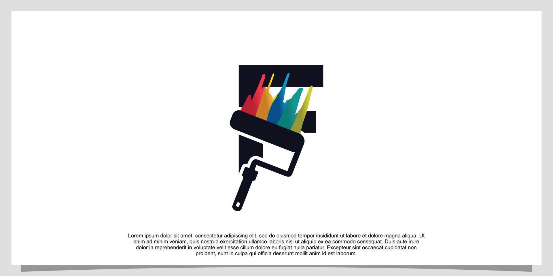 Logo design initial letter F for business with paint color vector