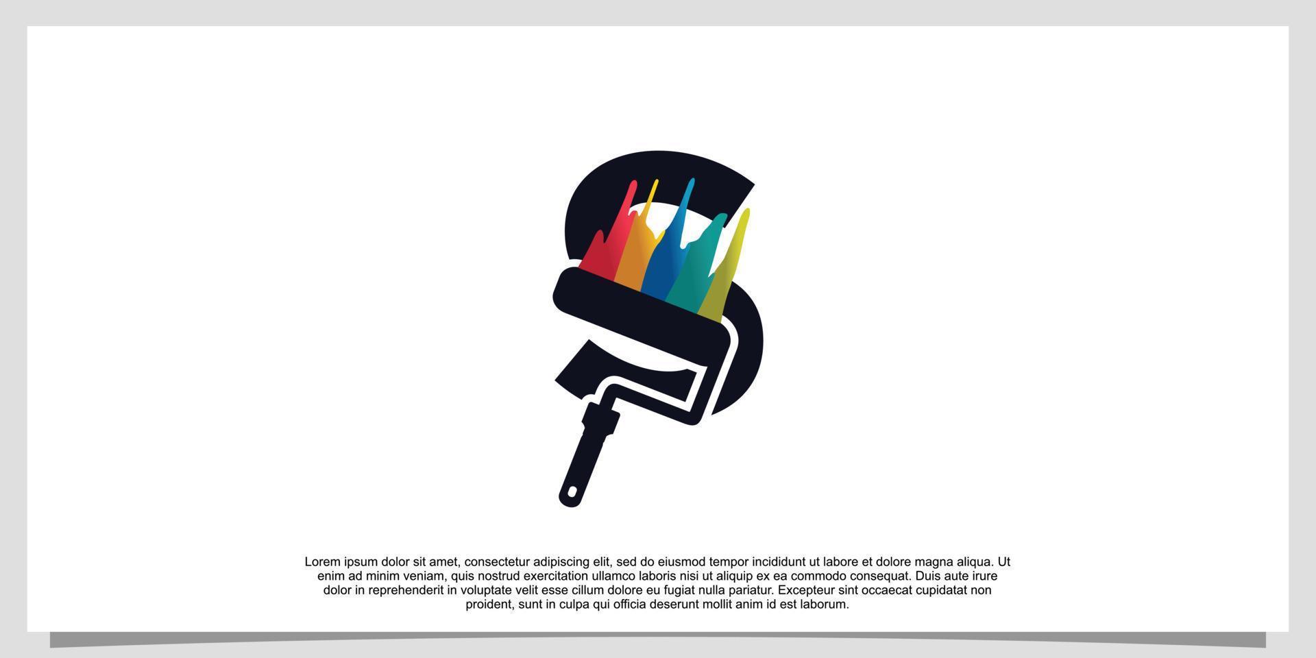 Logo design initial letter S for business with paint color vector
