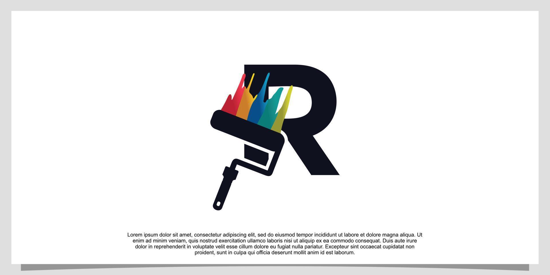 Logo design initial letter R for business with paint color vector