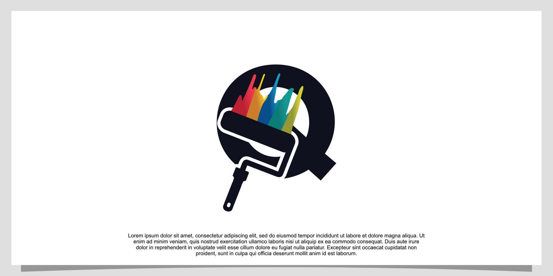 diseño de logotipo letra inicial q para negocios con color de pintura vector