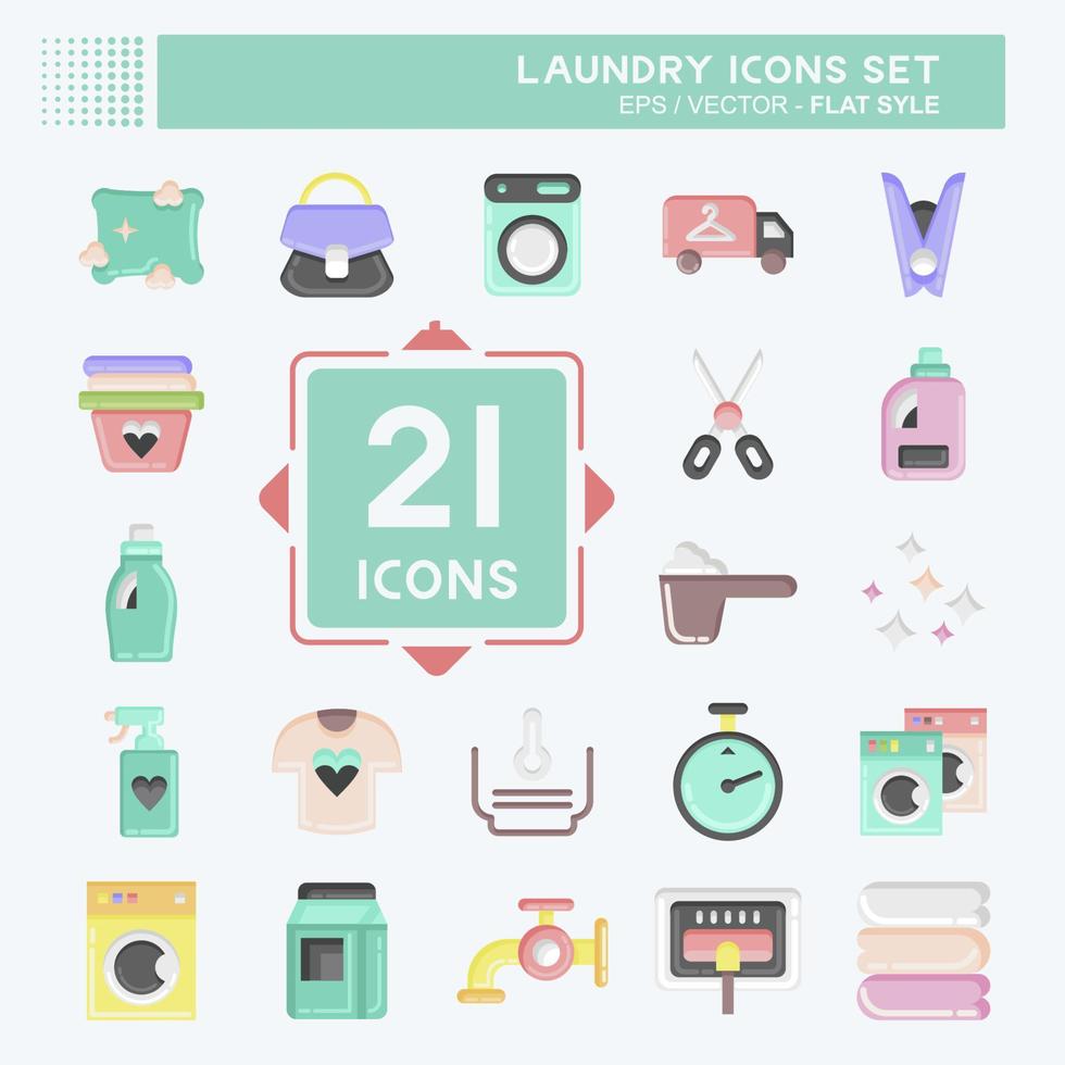 Icon Set Laundry. related to Laundry symbol. flat style. simple design editable. simple illustration, good for prints vector