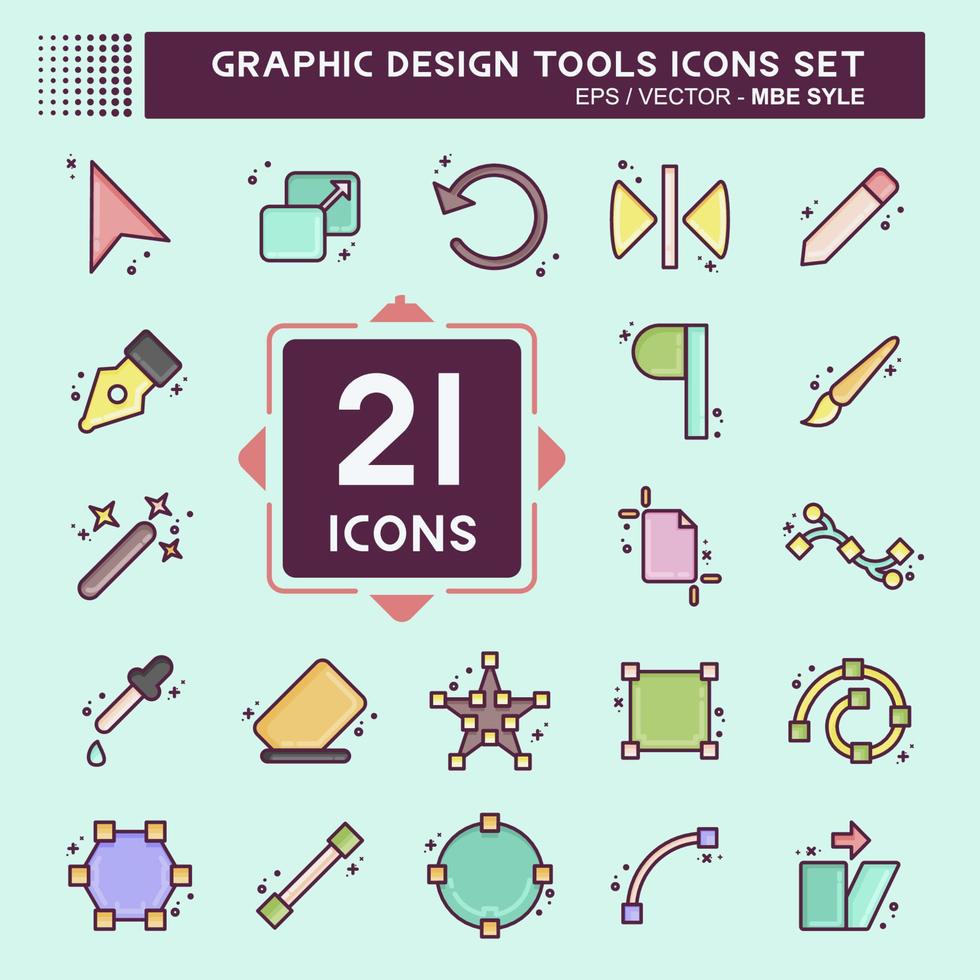 Icon Set Graphic Design Tools. related to Graphic Design Tools symbol. MBE style. simple design editable. simple illustration vector