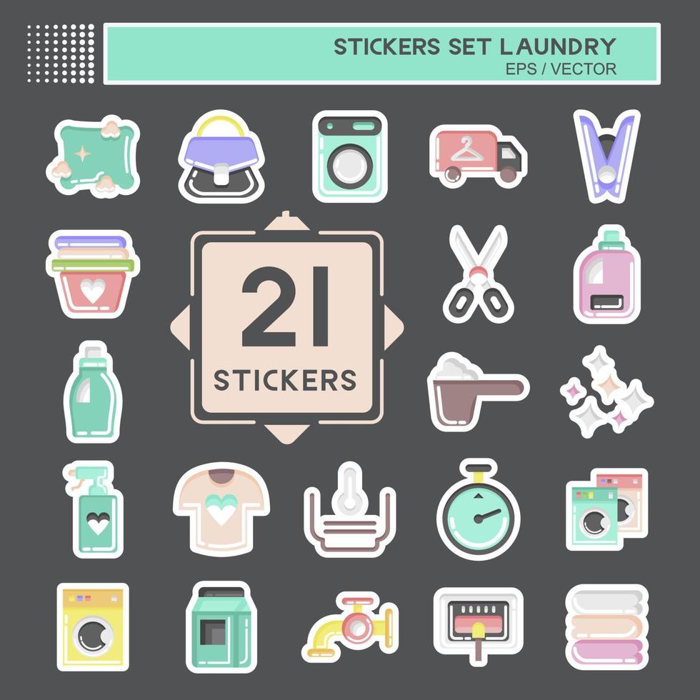 Sticker Set Laundry. related to Laundry symbol. simple design editable. simple illustration, good for prints vector