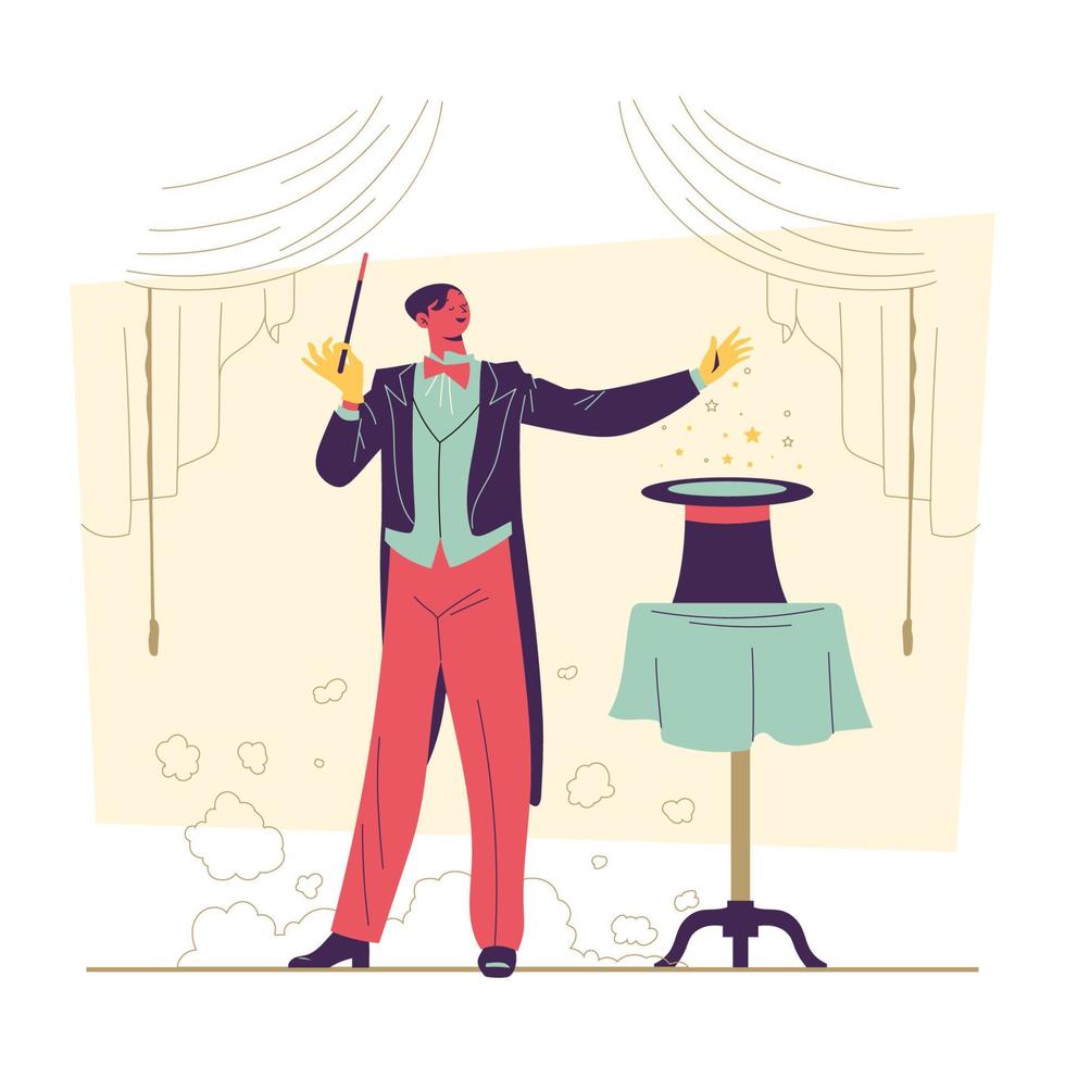 Magician Performance Concept vector