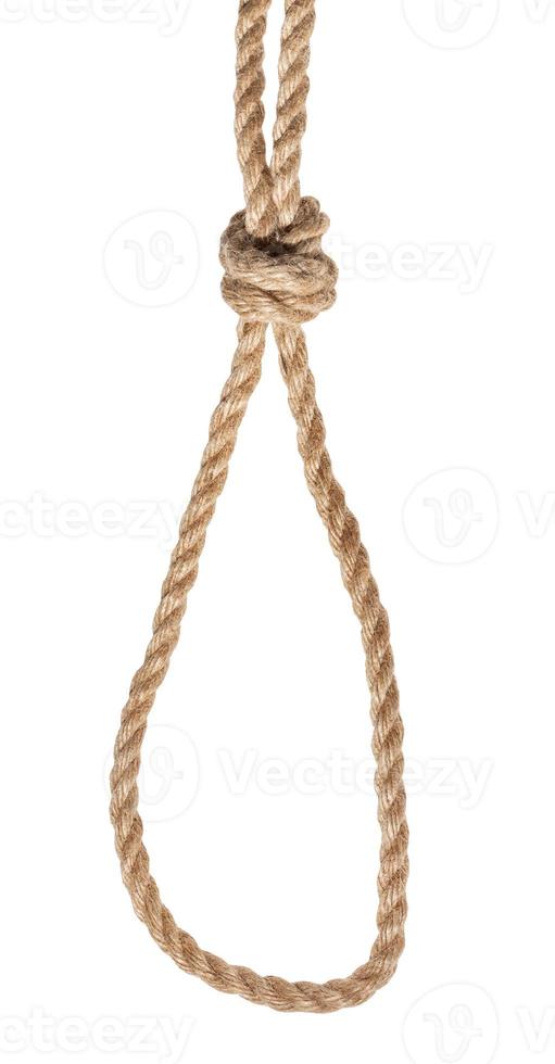 poacher's knot tied on thick jute rope isolated photo