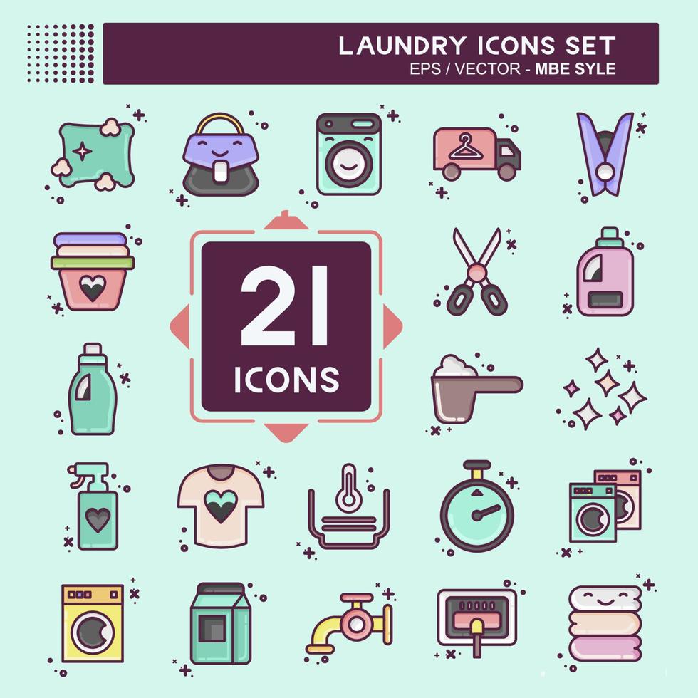 conjunto de iconos de lavandería. relacionado con el símbolo de lavandería. estilo mbe. diseño simple editable. ilustración simple, buena para impresiones vector