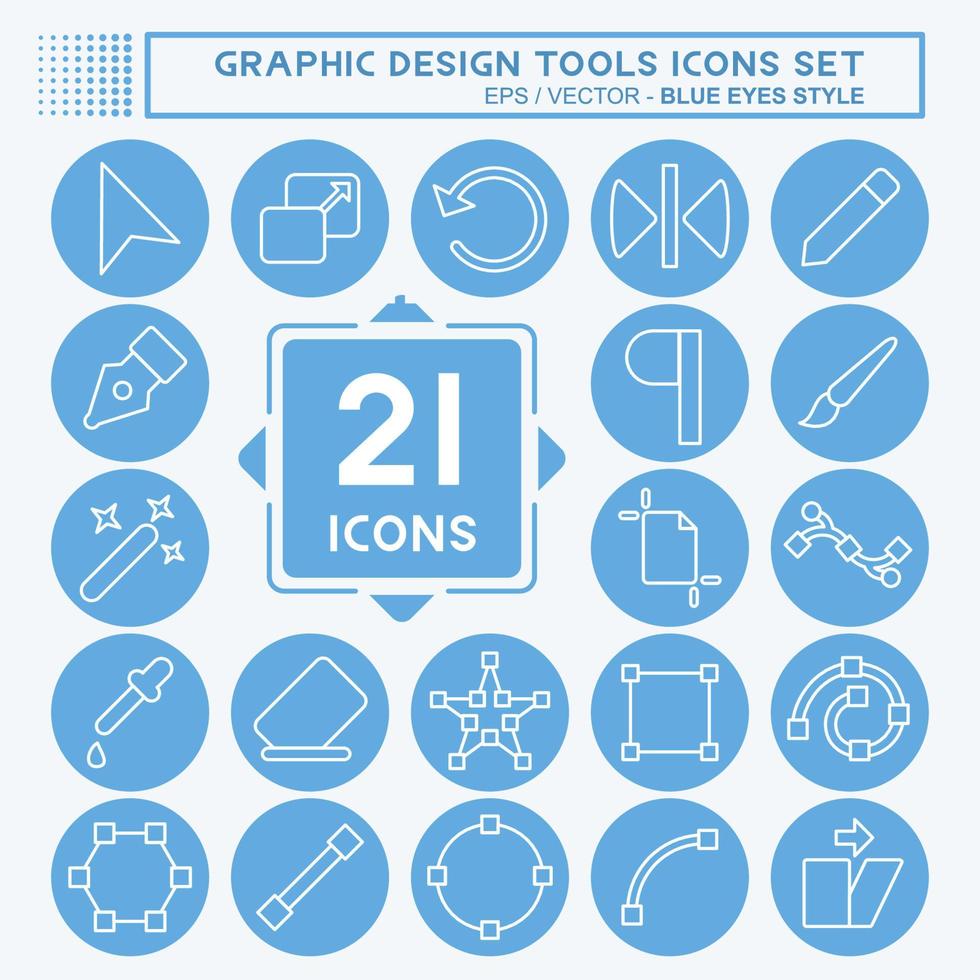 Icon Set Graphic Design Tools. related to Graphic Design Tools symbol. blue eyes style. simple design editable. simple illustration vector