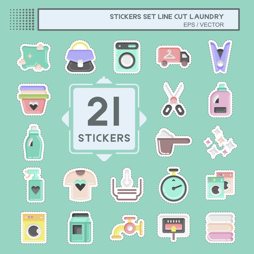 Sticker line cut Set Laundry. related to Laundry symbol. simple design editable. simple illustration, good for prints vector