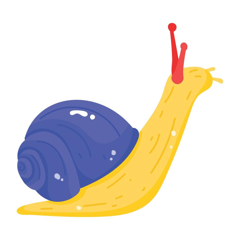 A cute flat sticker of snail vector