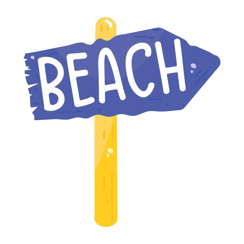 A scalable flat sticker of beach sign vector