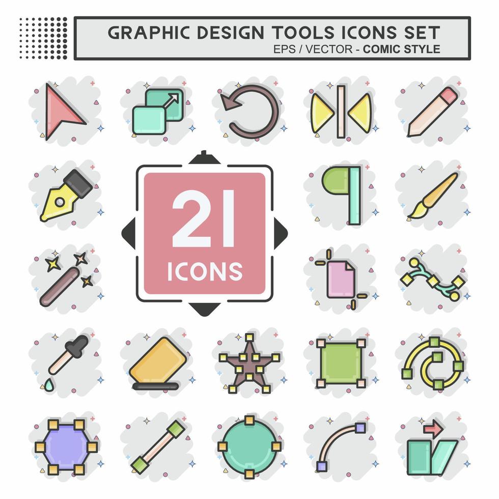 Icon Set Graphic Design Tools. related to Graphic Design Tools symbol. Comic Style. simple design editable. simple illustration. simple vector icons