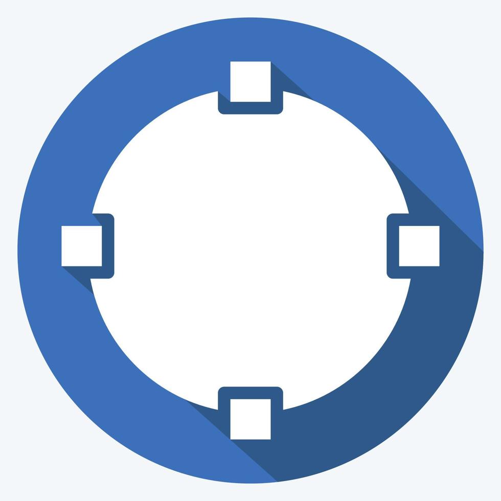 círculo de dibujo de icono. relacionado con el símbolo de herramientas de diseño gráfico. estilo de sombra larga. diseño simple editable. ilustración sencilla. iconos vectoriales simples vector