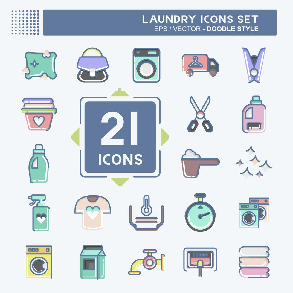 conjunto de iconos de lavandería. relacionado con el símbolo de lavandería. estilo garabato. diseño simple editable. ilustración simple, buena para impresiones vector