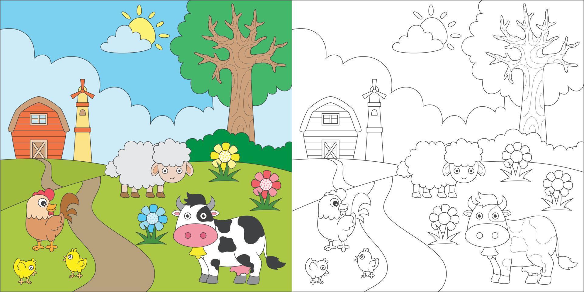 colorear animales para niños actividad vector