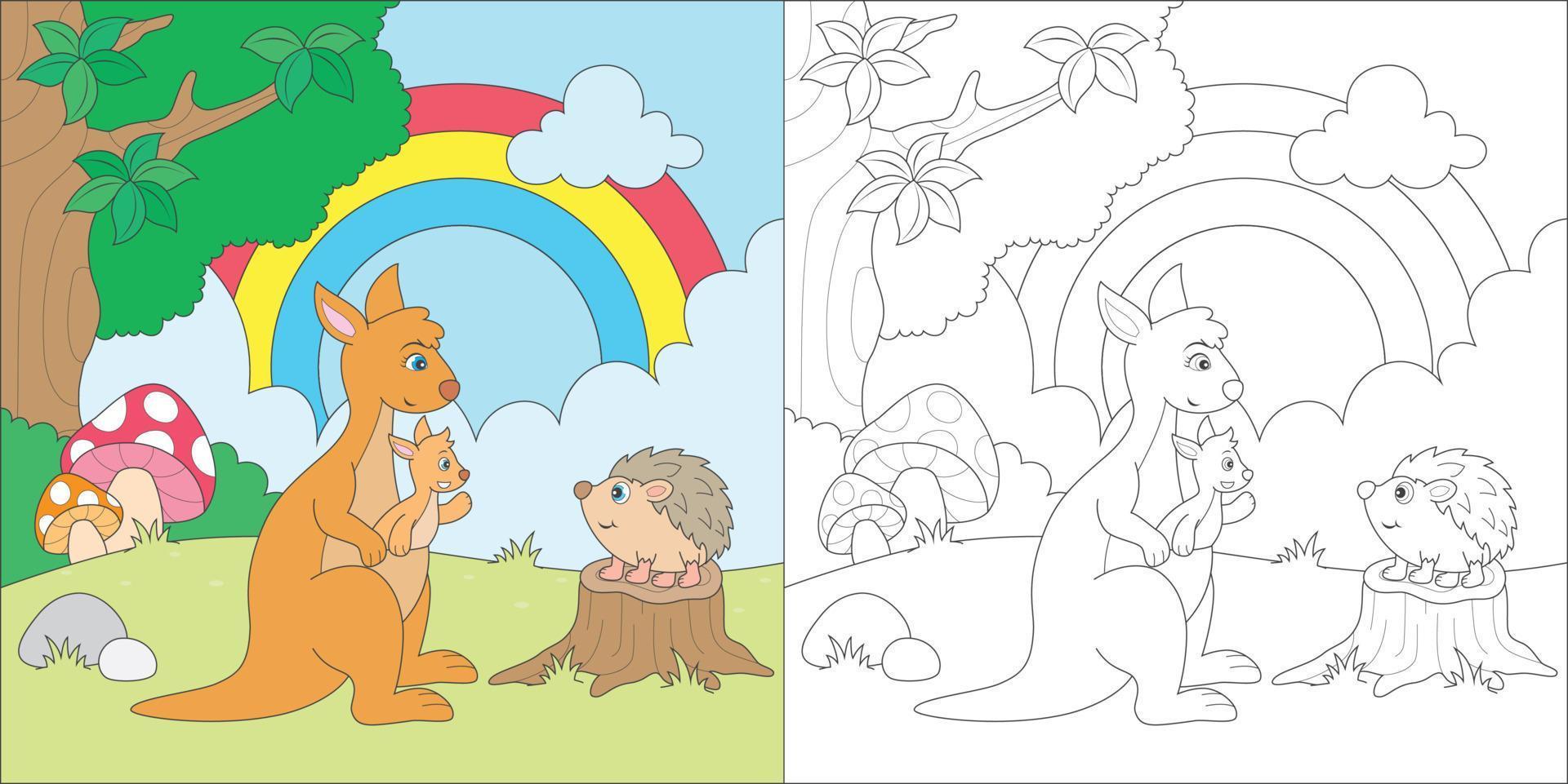 coloring kangaroo for kids activity vector