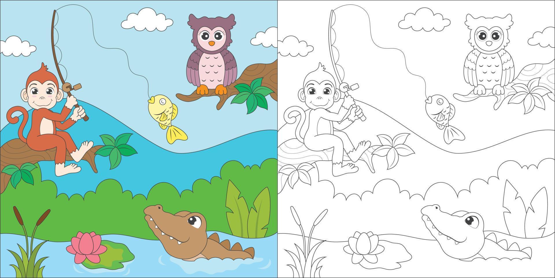 coloring animal for kids activity vector