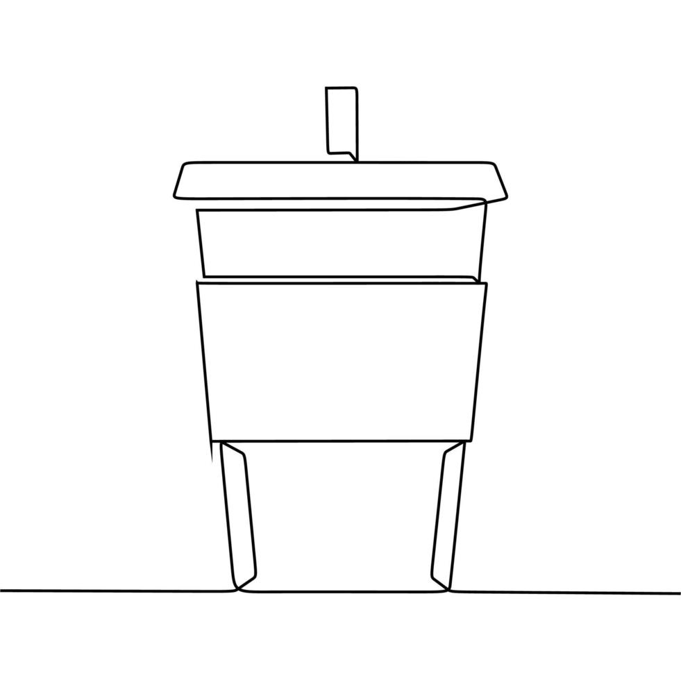 dibujo de línea continua de taza vector