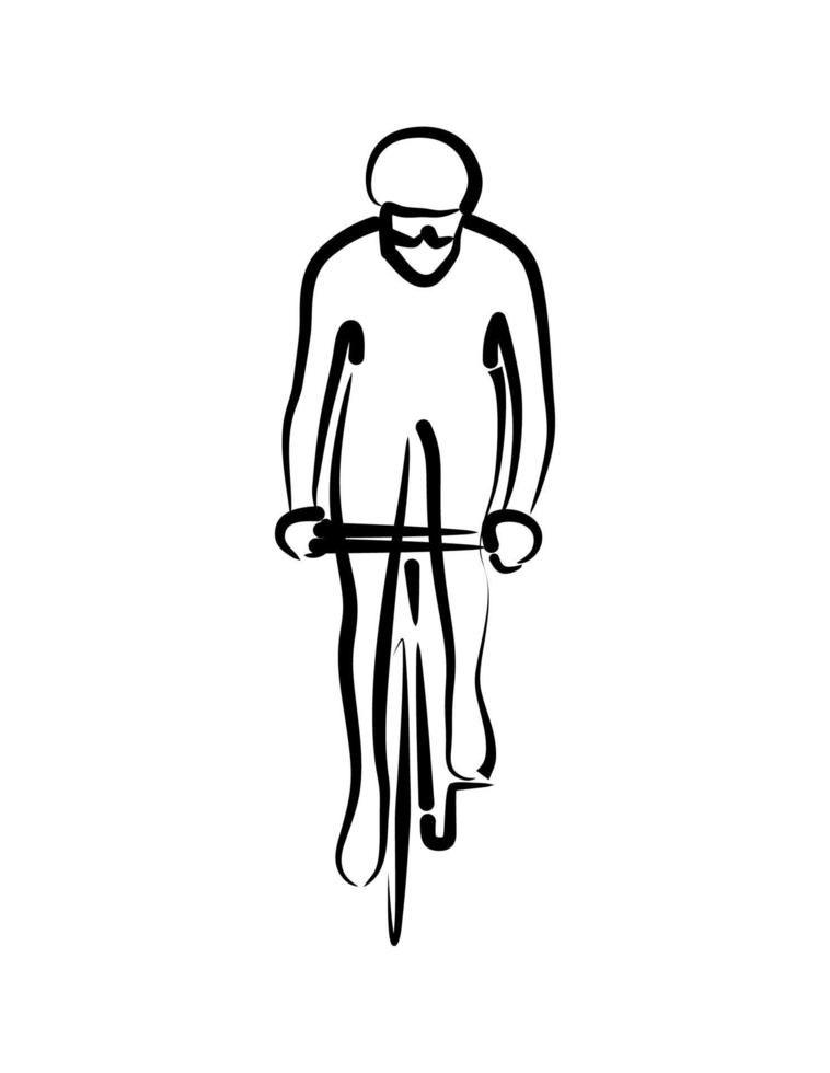 Line drawing of cycling vector