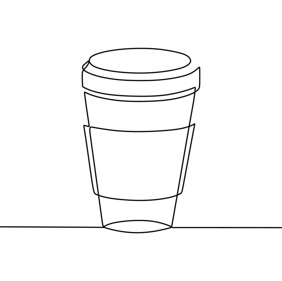 dibujo de línea continua de taza vector