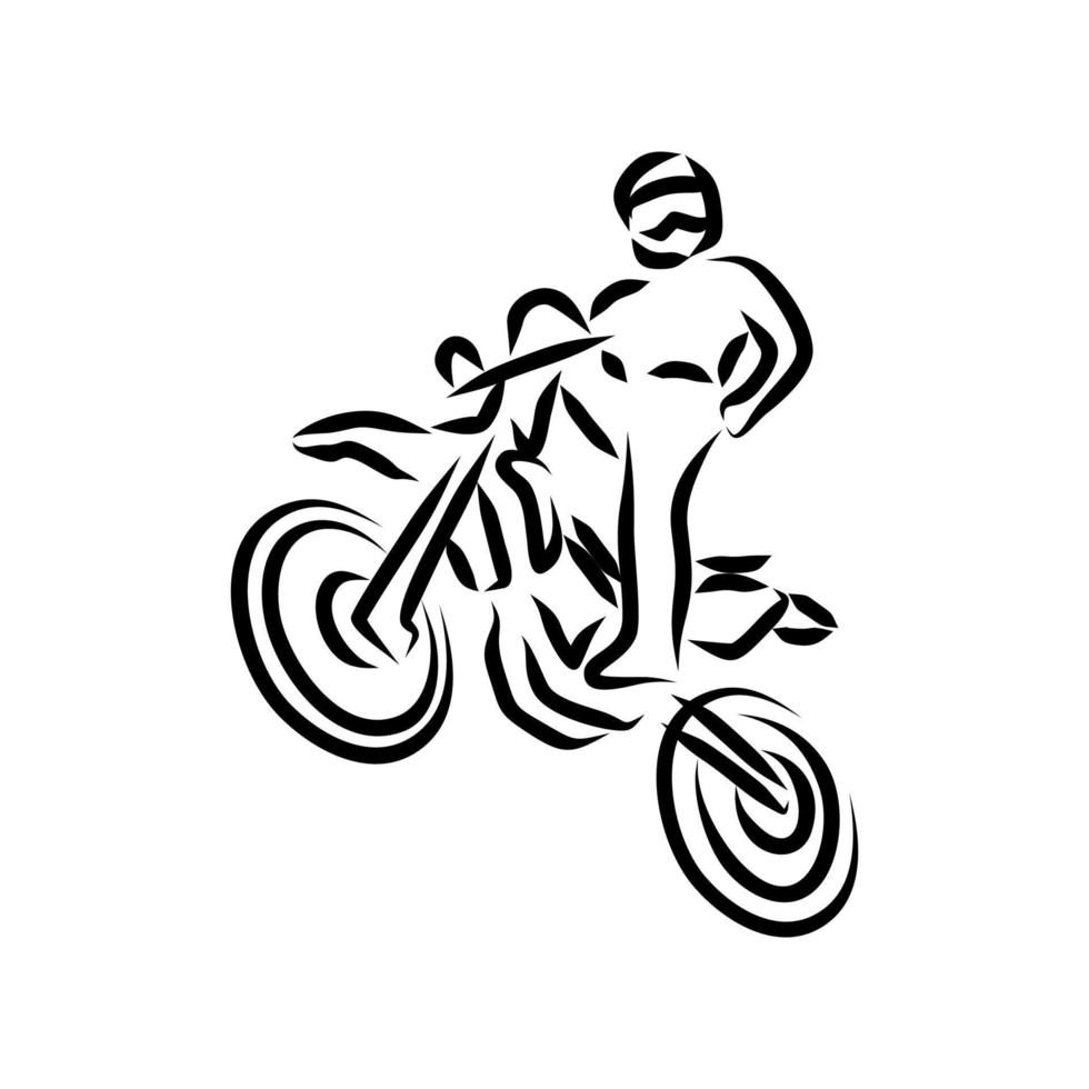 line drawing of dirt bike vector