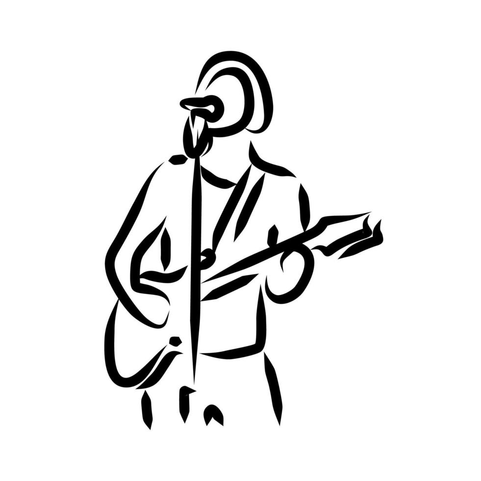 line drawing of singer vector