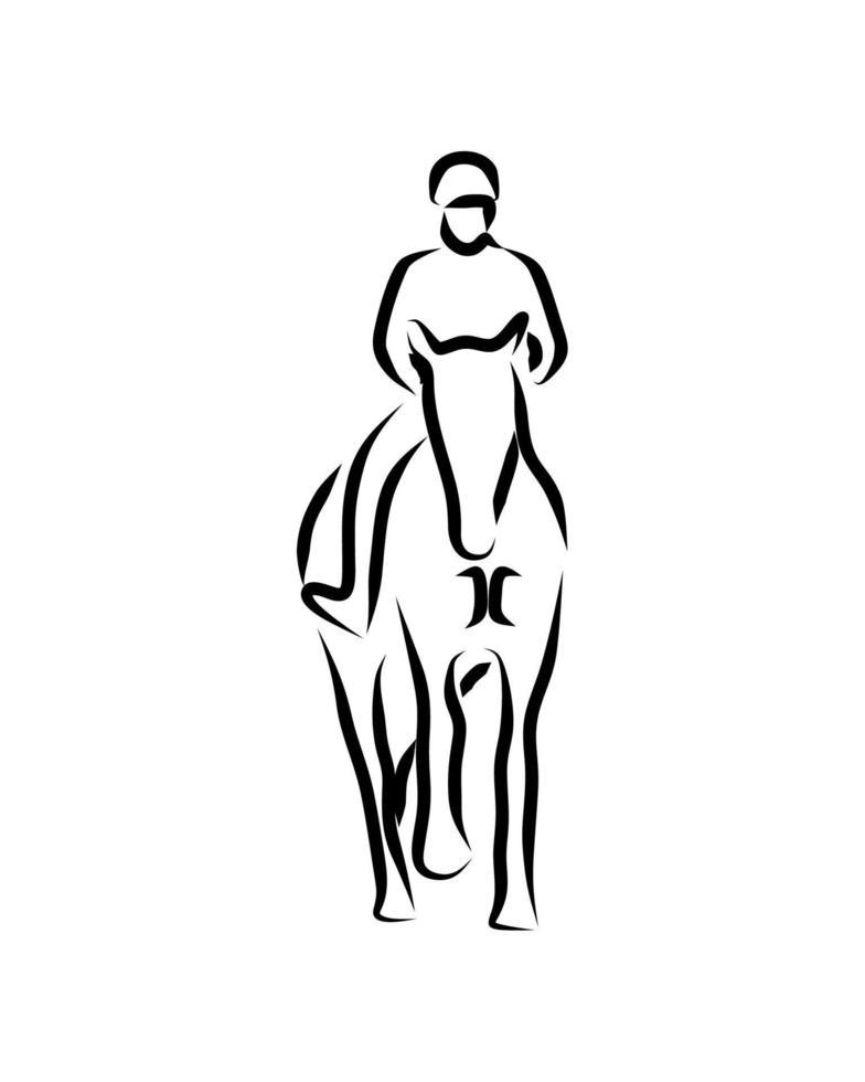 line drawing of horseman vector