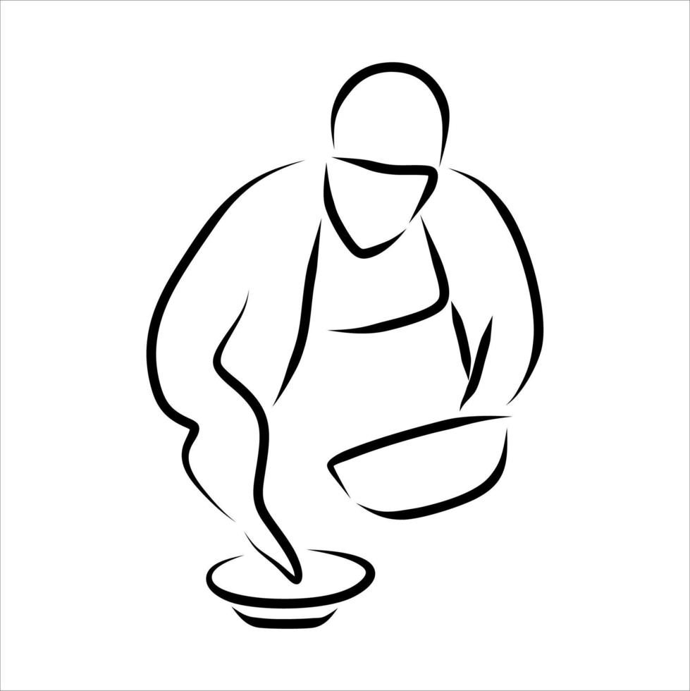 Line drawing of chef vector