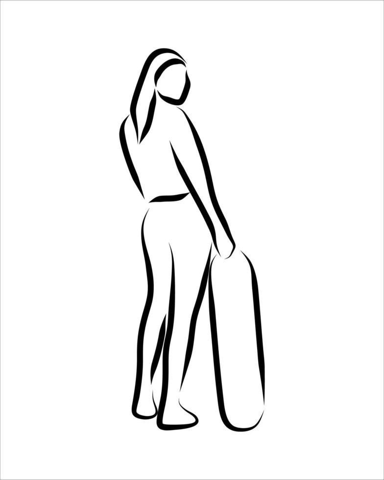 Line drawing of  skate player vector