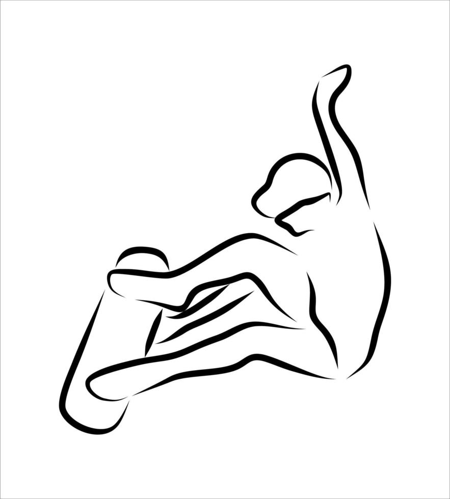 Line drawing of  skate player vector