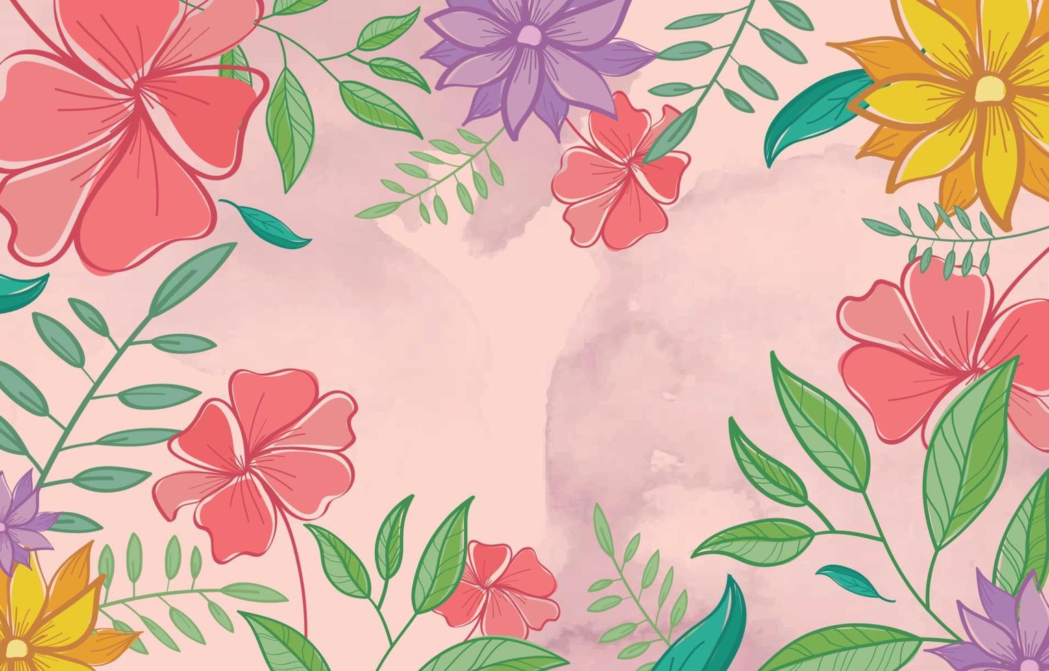 fondo floral colorido dibujado a mano vector