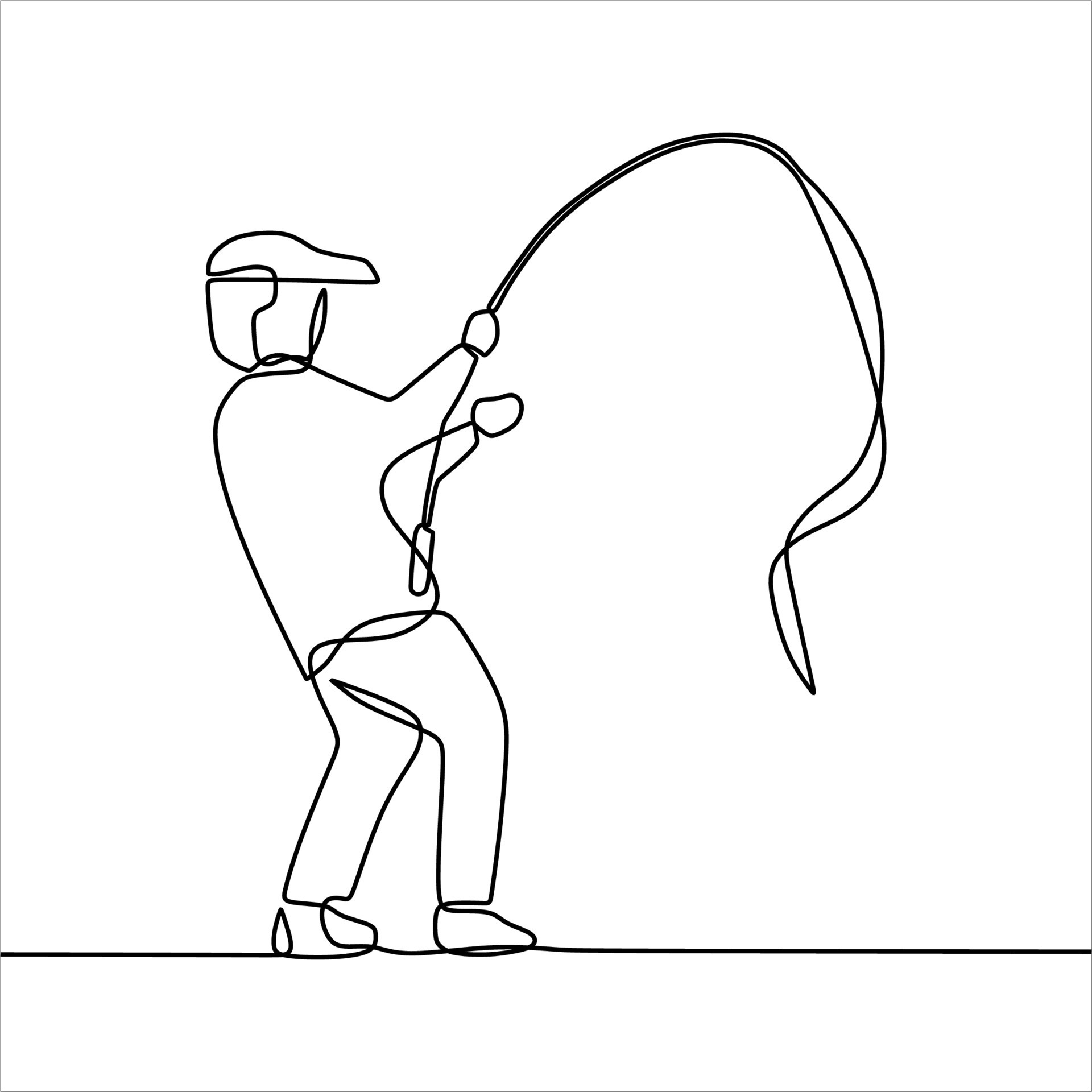 continuous line drawing of someone fishing 11463443 Vector Art at Vecteezy