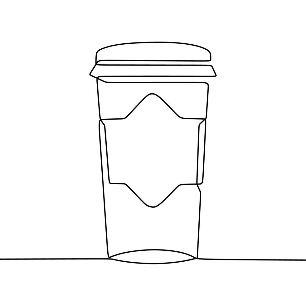 continuous line drawing of cup vector
