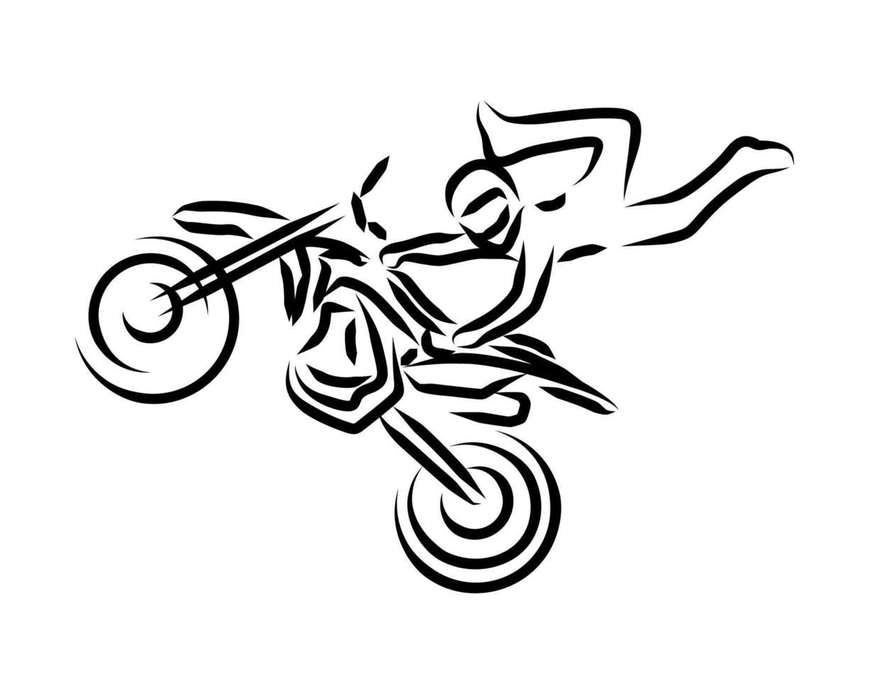 dibujo lineal de moto de cross vector