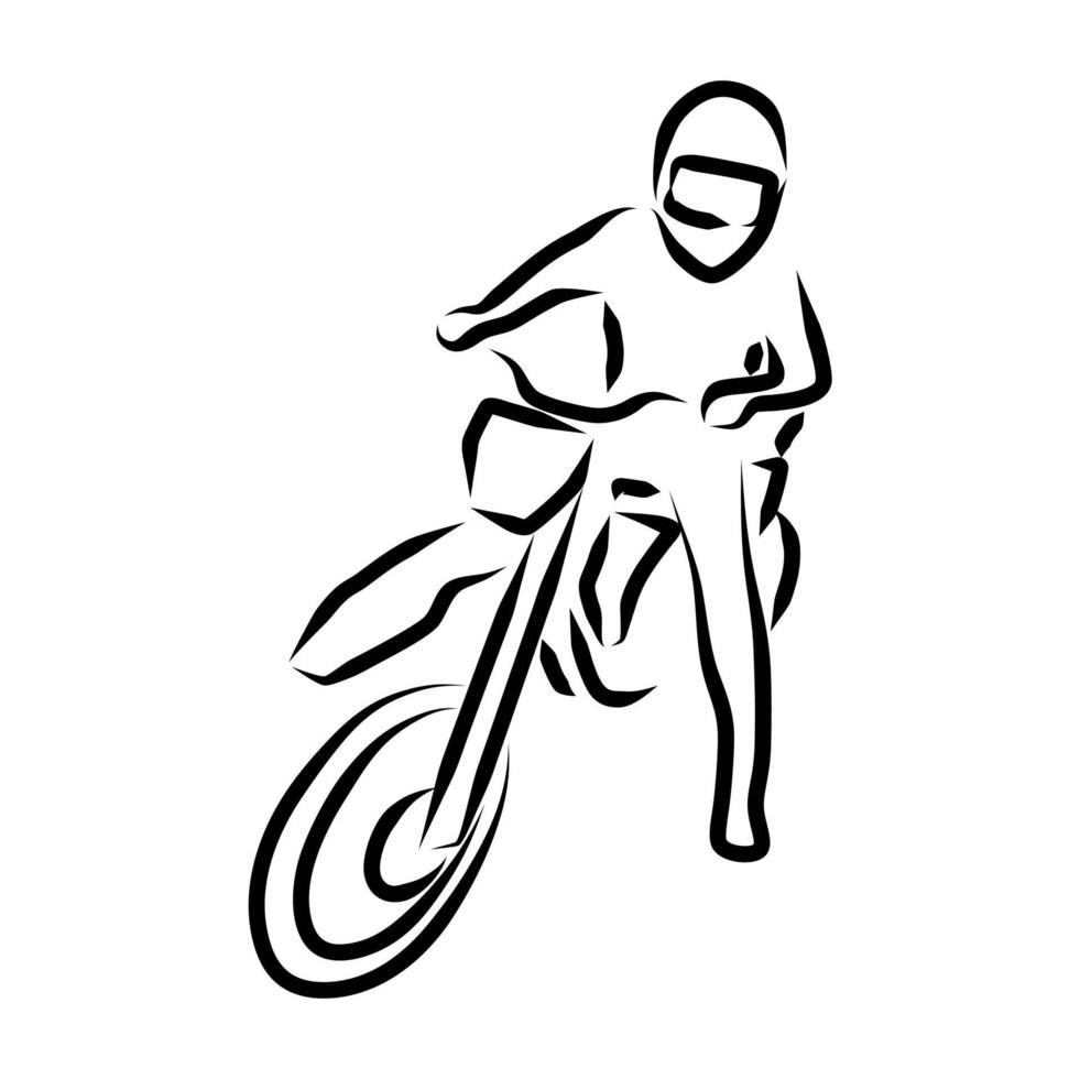 dibujo lineal de moto de cross vector