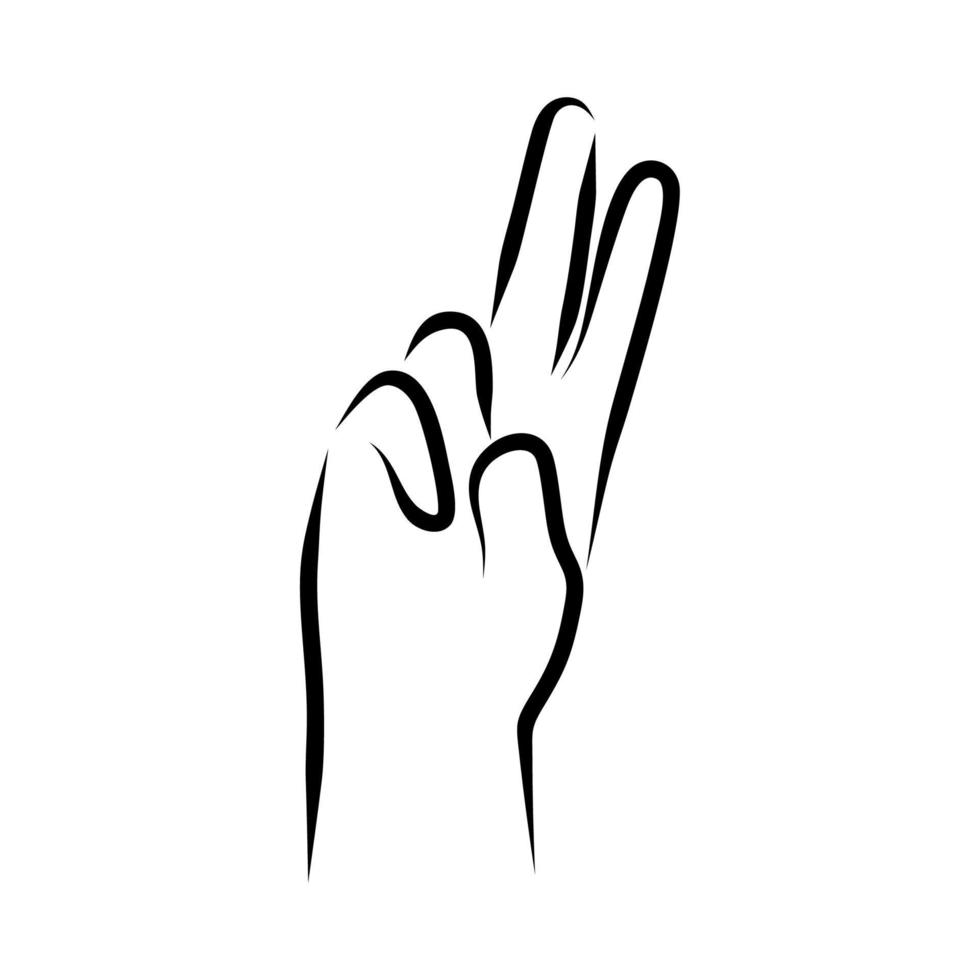 Line drawing of hand gesture vector