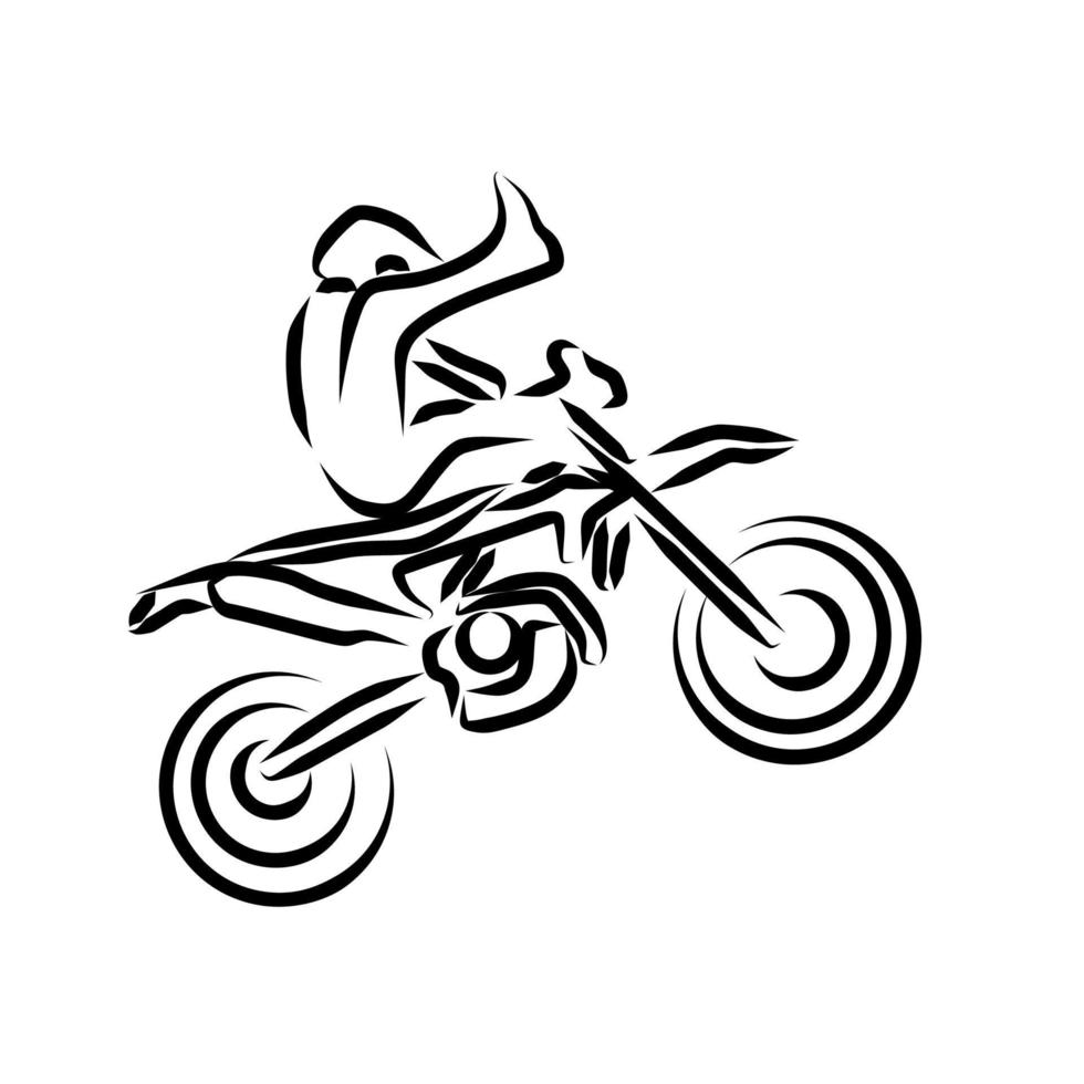 line drawing of dirt bike vector