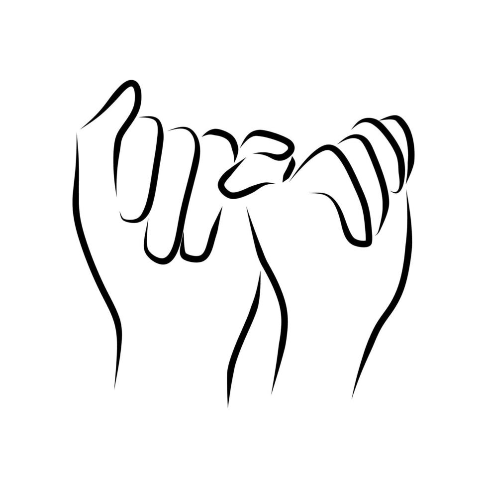 Line drawing of hand gesture vector