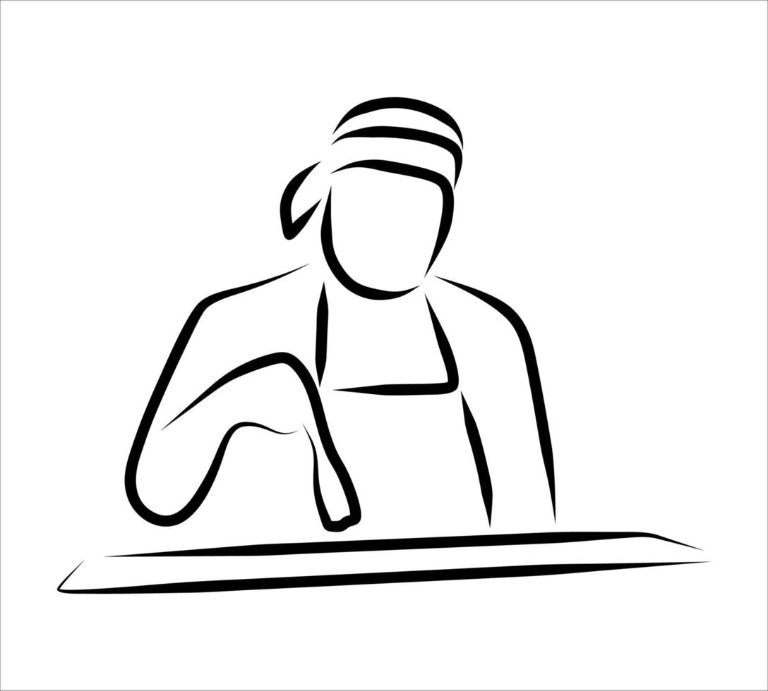 Line drawing of chef vector