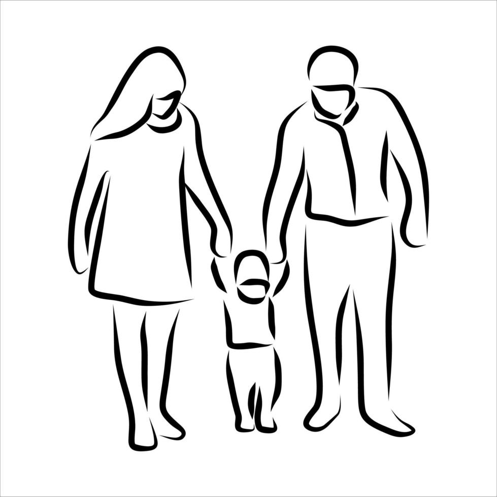 Line drawing of family vector