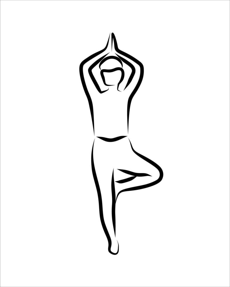Line drawing of yoga vector